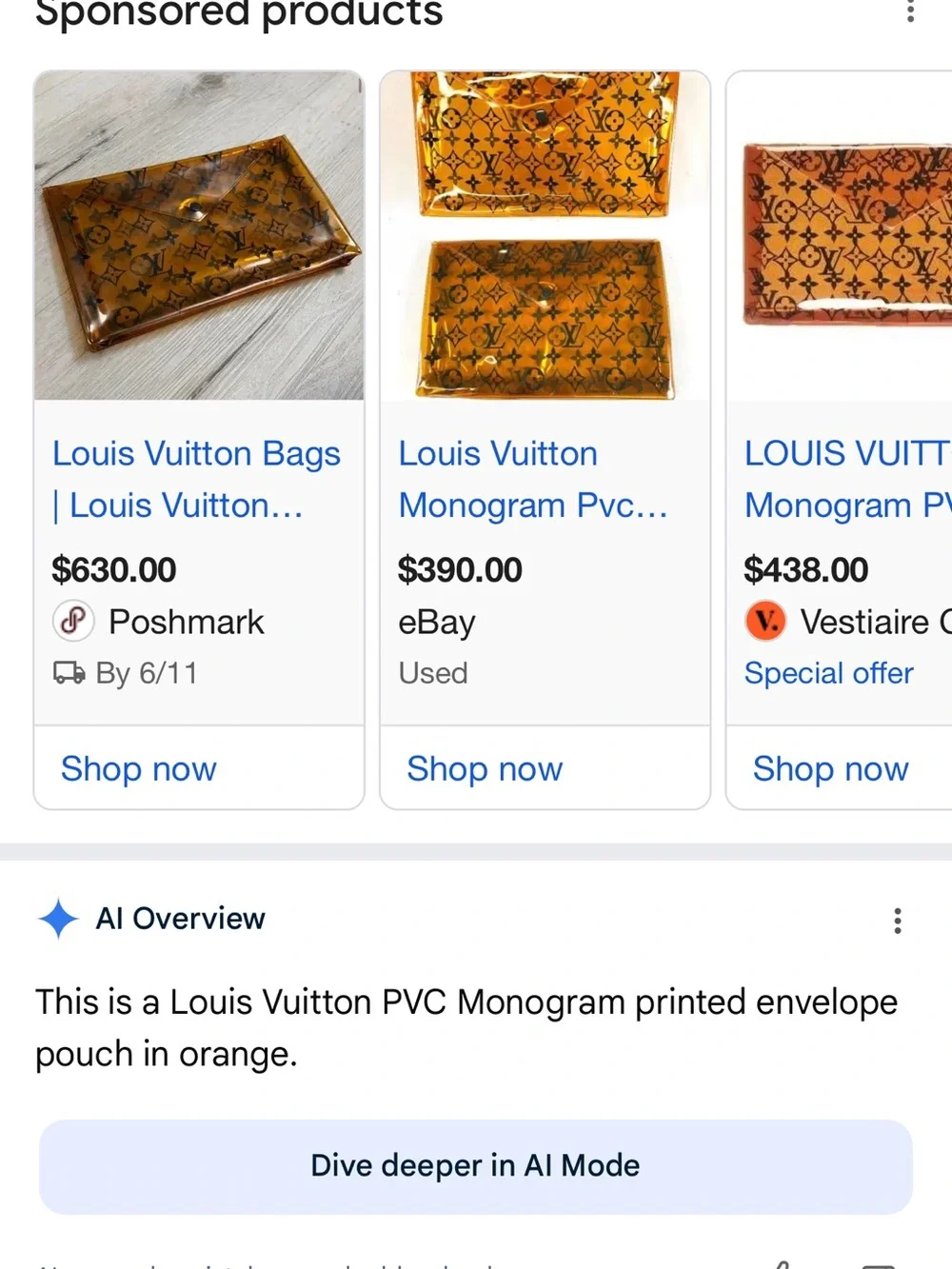 Louis Vuitton Amber Transparent Monogram PVC Envelope Clutch
